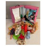 Barbie fashion doll case, dolls and clothing