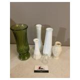 Milk glass and vases