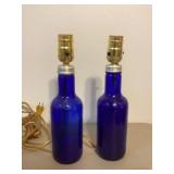 Blue Glass Bottle Lamps