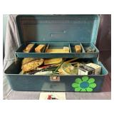 Tackle box of art supplies