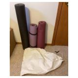 Foam roller, yoga mats and bag