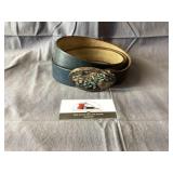 Vintage black leather belt with buckle