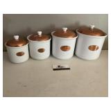 Copper accented countertop canisters