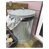 Galvanized trashcan with various birdseed
