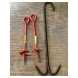 Meat hook and earth anchors