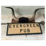 Evergreen Pub Sign And Horns