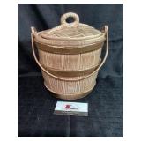Vintage USA  Wooden Bucket Cookie Jar