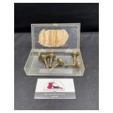 Mini brass, old candlesticks and cigar box