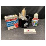 Milk glass, band aid and misc