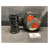 Vase marked Japan, Black glass mug