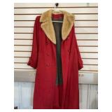 Vintage fur like collar trench coat