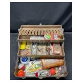 Metal Tackle box with Misc Fishing