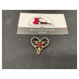 12K GF heart Brooch