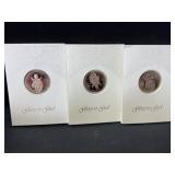 Box of 3 Franklin Mint Medal on Christmas Cards