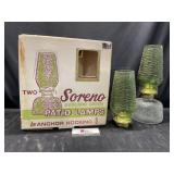 Anchor Hocking Soreno Avocado Green Patio Lamps