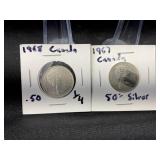 Two Silver Canada Quarters