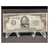 1934 $50 Bill Light Green Seal