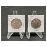 Two 1941 Walking Liberty Halves