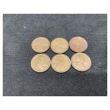 Group of 6 1909 Lincoln Pennies