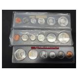 Three 1967 Canada 6 Coin Mint Sets