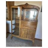 Antique oak mirrored buffet with bowfront