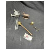 Wind chime, brass cream can, cast-iron