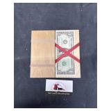 Hillside Furniture shop wooden box with $1