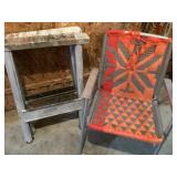 Saw horses and lawn chair