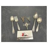 Misc flatware and clock keys