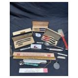 Fancy pens, advertising and misc