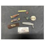 Pocket knives, compass, and pad lock