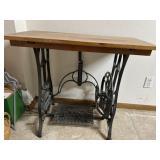 Table made out of sewing machine base