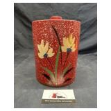 Hand painted stoneware cookie jar