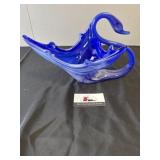 MCM blown glass swan bowl