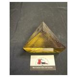 Heavy glass pyramid paper weight