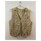 Tan Trums Embroidered Vest Size M