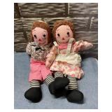 Pink raggedy ann and andy dolls