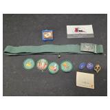 Vintage Girl Scouts Belt, Patches and Pins