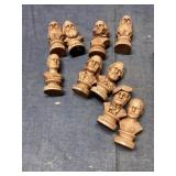 Antique carved Collectable busts folk art cereal