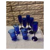 Blue glassware