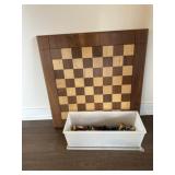 Chess board and hand painted chess pieces