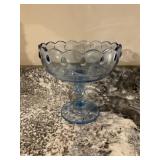 Indiana Glass Garland Blue Teardrop Compote
