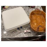 Wooden basket and plastic tote