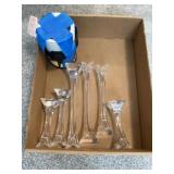 Glass candlesticks, wax warmer