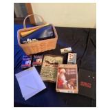 Wicker basket of cards and miscellaneous