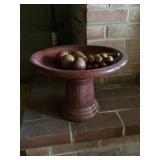 Ceramic birdbath approximately 15 inches across