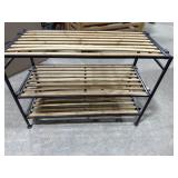 Metal and wood shoe rack