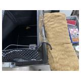 Storage box with blanket, clock and misc