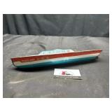 Vintage tin litho wind up Peggy Jane boat