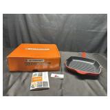 Red LE CREUSET square skillet pan
